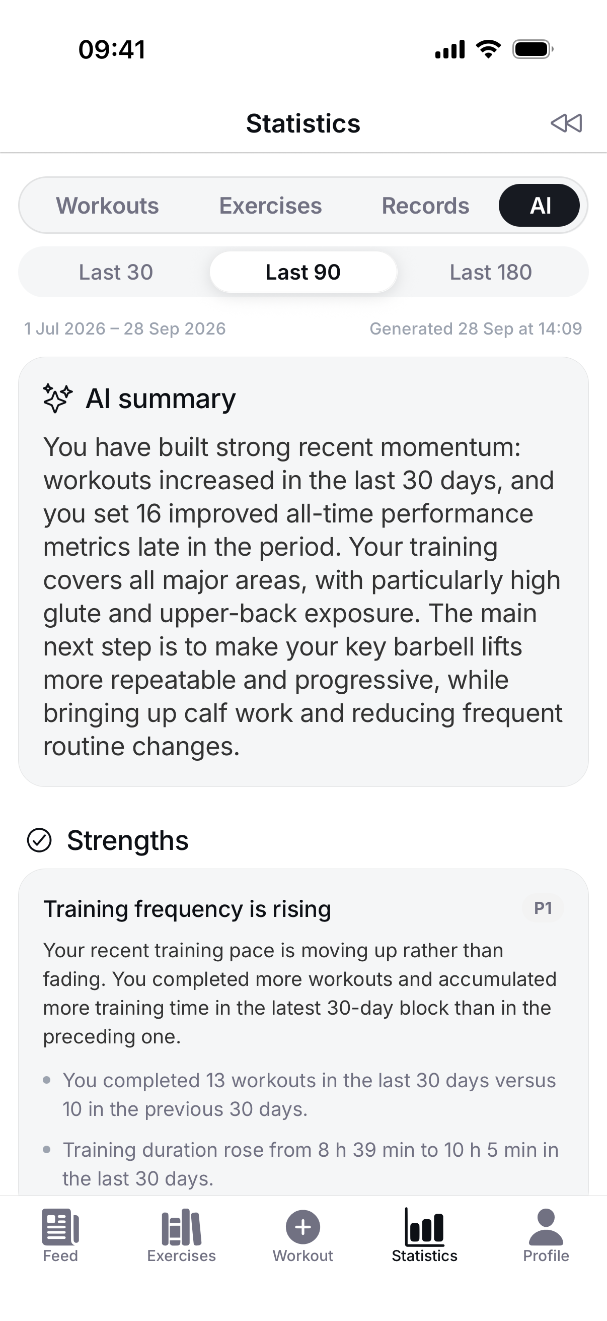 Braced AI analysis and recommendations screen